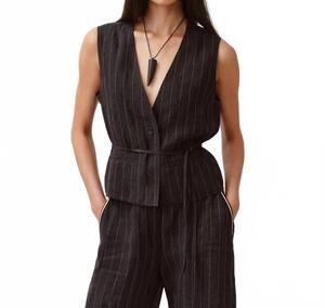 NEW DIEGA gapio vest in black and ecru